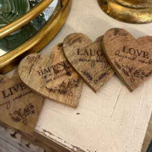 Set of 4 Heart Shaped Coasters with Words (Copy)