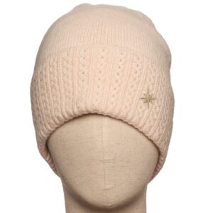 Cream beanie hat with starburst charm