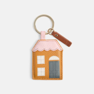 Tan/ Pink House Keyring