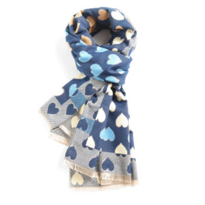 Navy Double Sided Heart Scarf