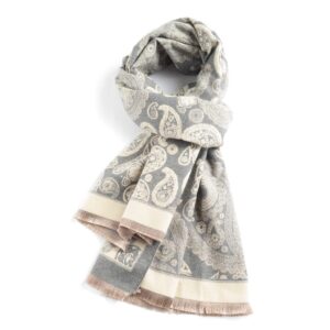 Paisley Double Sided Grey Scarf