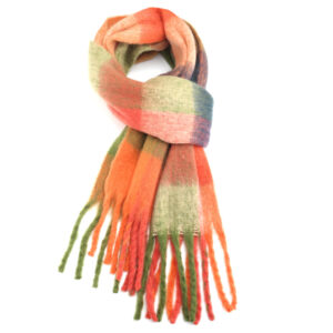 Orange Tartan Polyester Scarf