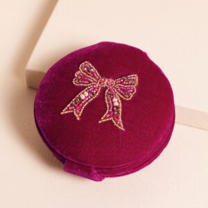 My Doris Pink Bow Velvet Compact Mirror