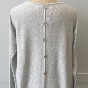 Button Back Jumper/White Silver