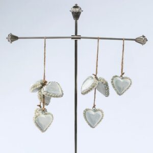 Wooden Heart Decorations/Silver set of 6