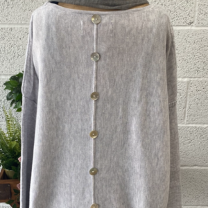 Button Back Jumper/ Blue Silver