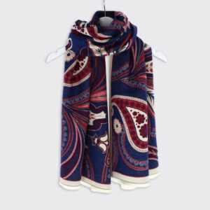 Chloe Paisley Scarf/ Blue/ Burgundy