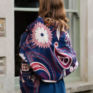 Chloe Paisley Scarf/ Blue/ Burgundy