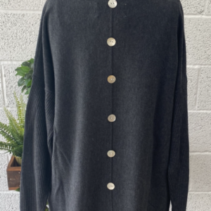 Button Back Jumper/Charcoal