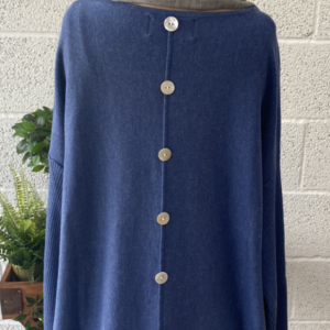 Button Back Jumper/ Denim