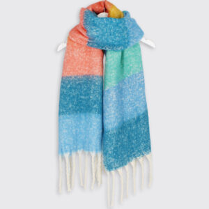 Nina Striped Blanket Scarf/Blue Multi