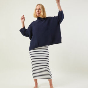 Chalk Meril Skirt / Navy/ White Stripe