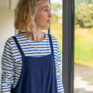 Chalk Fleur Stripe Top/ Cobalt Blue/Cream