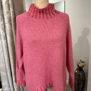 Rainbow Stitched Jumper/ Pink