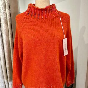 Rainbow Stitched Jumper/ Orange