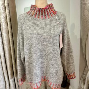 Rainbow Stitched Jumper/ Grey