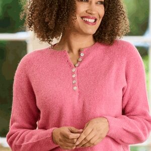 Betty Alpaca Knit Button Jumper /Rose