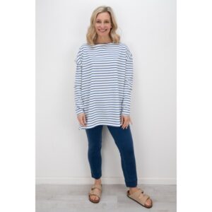 Bryony Stripe Top Cobalt Blue/Cream