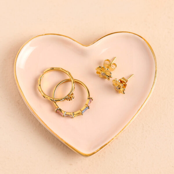 Pink heart trinket dish - small