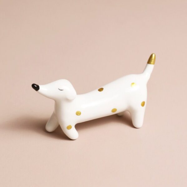 Ceramic sausage dog ring holder