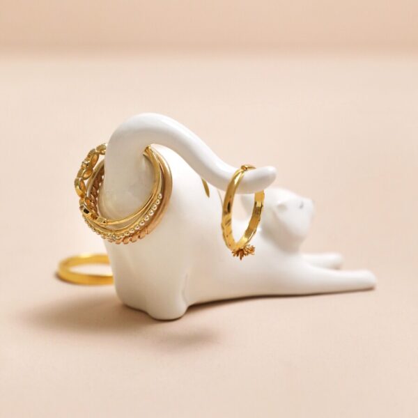 Ceramic stretching cat ring holder - Image 2