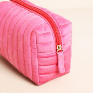 Pink and red velvet bow makeup up bag