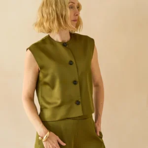 Chalk sally waistcoat in avocado