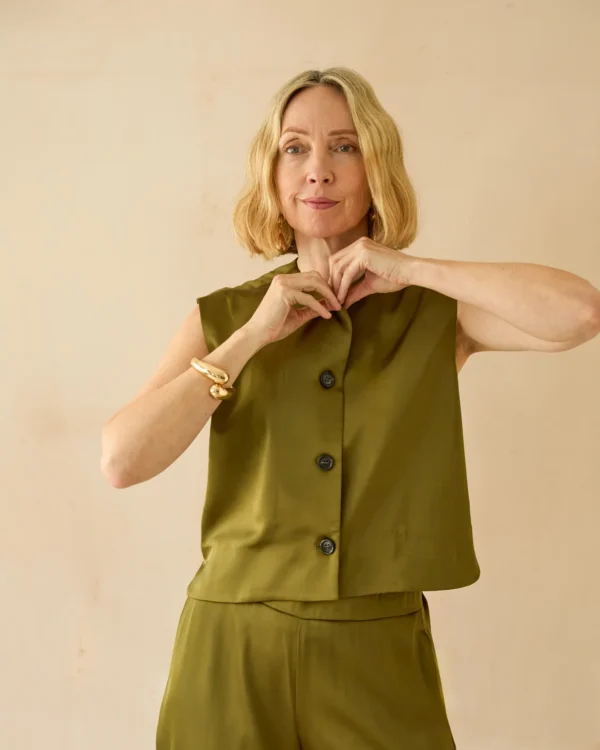 Chalk sally waistcoat in avocado